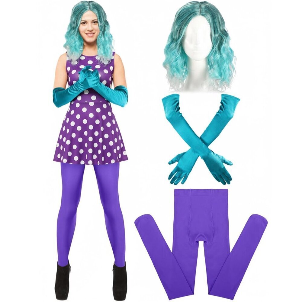 Halloween Costume Accessories Set Wig Gloves Stockings for Adult Cosplay
